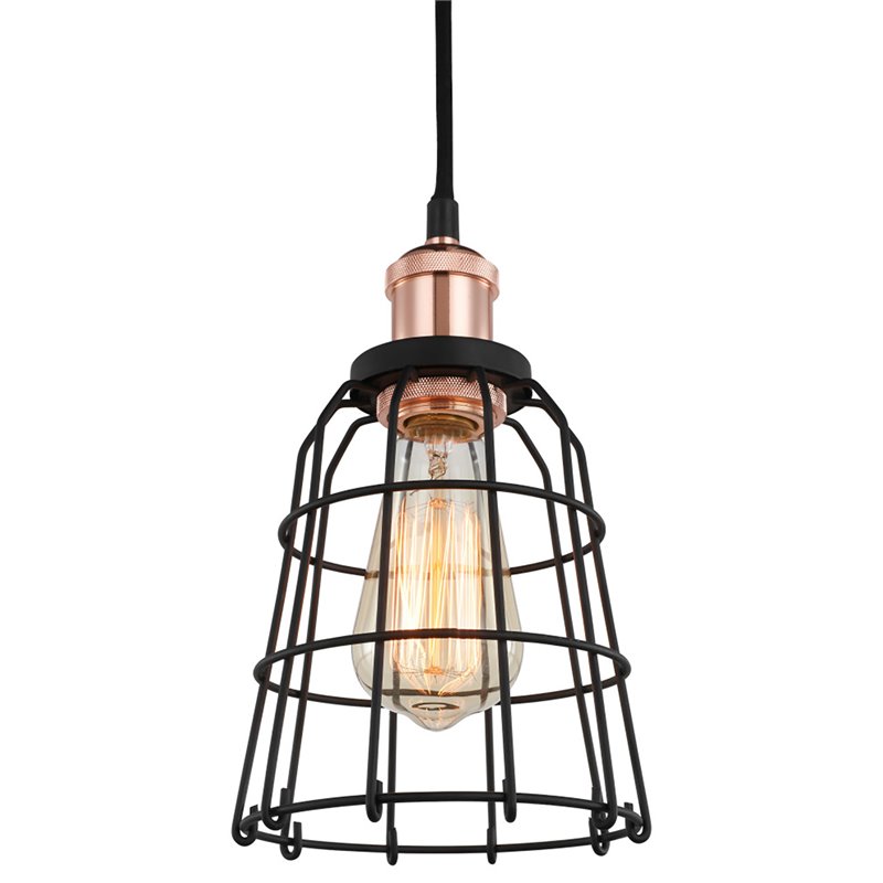 Woodbridge Lighting Fulton Wire Cage Metal Mini-Pendant in Copper Bronze/Black
