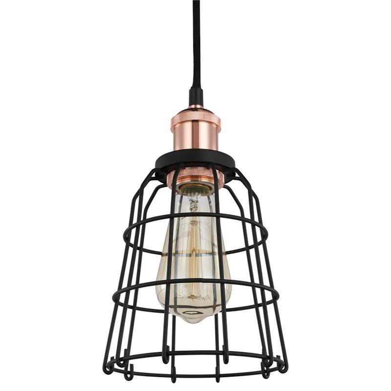 Woodbridge Lighting Fulton Wire Cage Metal Mini-Pendant in Copper Bronze/Black