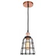 Woodbridge Lighting Fulton Wire Cage Metal Mini-Pendant in Copper Bronze/Black