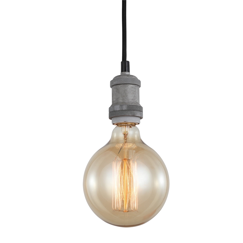 Woodbridge Lighting Fulton Metal Mini-Pendant with Vintage G125 Bulb in Gray