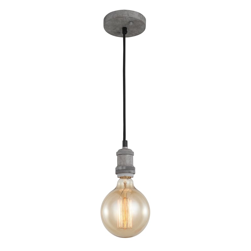 Woodbridge Lighting Fulton Metal Mini-Pendant with Vintage G125 Bulb in Gray