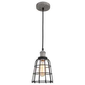 Woodbridge Lighting Fulton Wire Cage Metal Mini-Pendant in Gray/Black