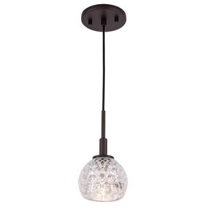 Woodbridge Lighting Elise 1-Light Mercury Glass & Steel Mini Pendant in Bronze