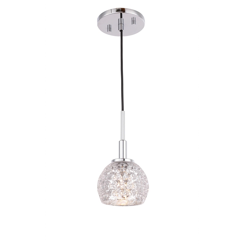 Woodbridge Lighting Elise 1-Light Mercury Glass & Steel Mini Pendant in Chrome
