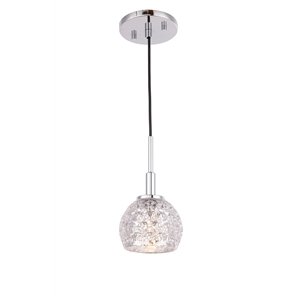 Woodbridge Lighting Elise 1-Light Mercury Glass & Steel Mini Pendant in Chrome