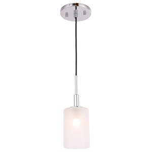 Woodbridge Lighting Elise 1-Light Opal Glass & Steel Mini Pendant in Chrome