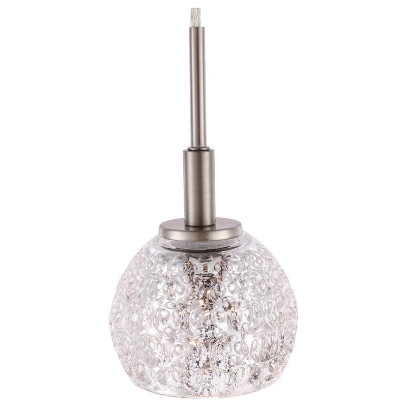 Woodbridge Lighting Elise 1-Light Mercury Glass Mini Pendant in Satin Nickel