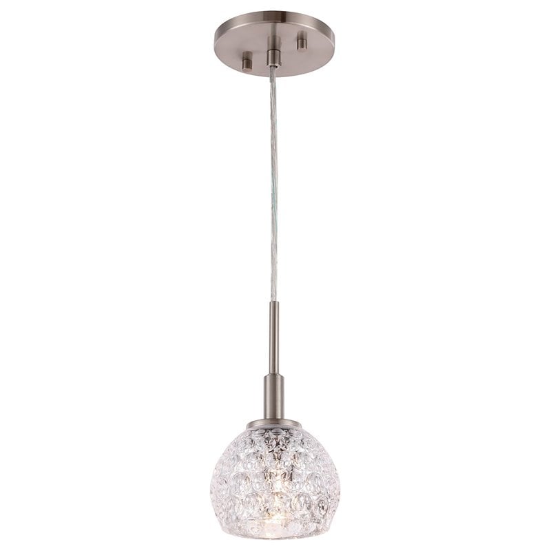 Woodbridge Lighting Elise 1-Light Mercury Glass Mini Pendant in Satin Nickel