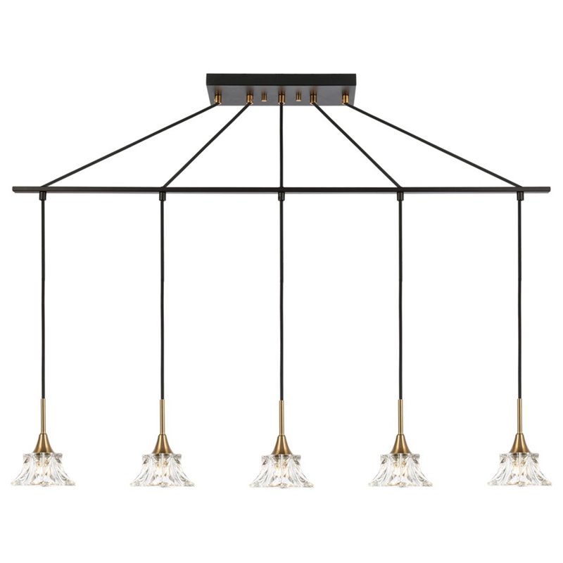 Woodbridge Lighting Christina 5-Light Metal Linear Pendant in Brass/Bronze