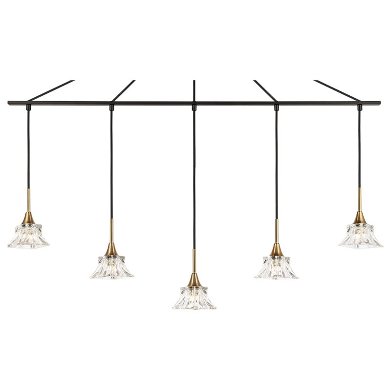 Woodbridge Lighting Christina 5-Light Metal Linear Pendant in Brass/Bronze