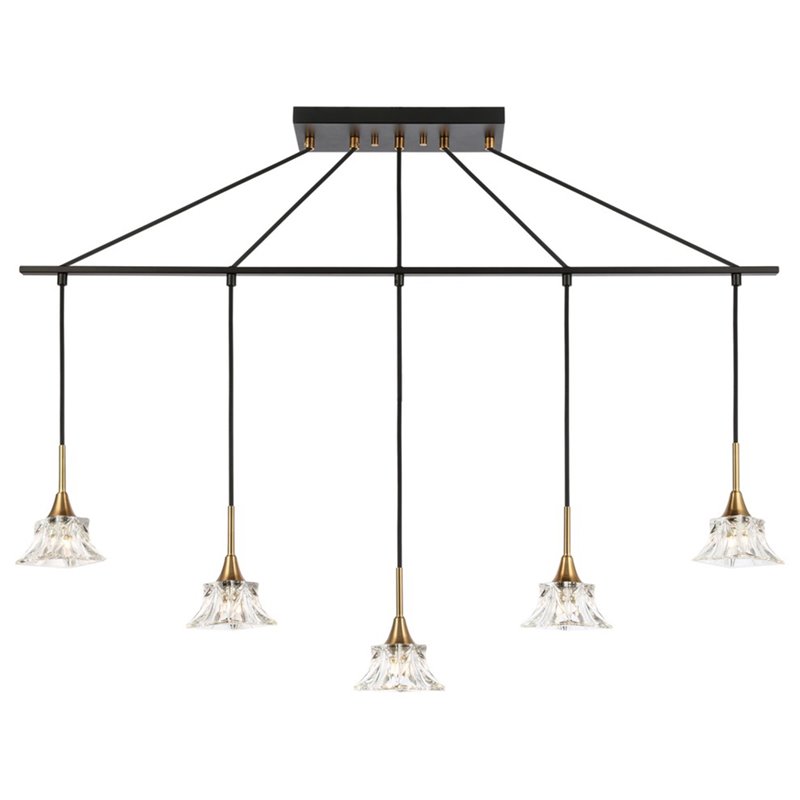 Woodbridge Lighting Christina 5-Light Metal Linear Pendant in Brass/Bronze