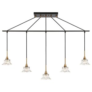 Woodbridge Lighting Christina 5-Light Metal Linear Pendant in Brass/Bronze