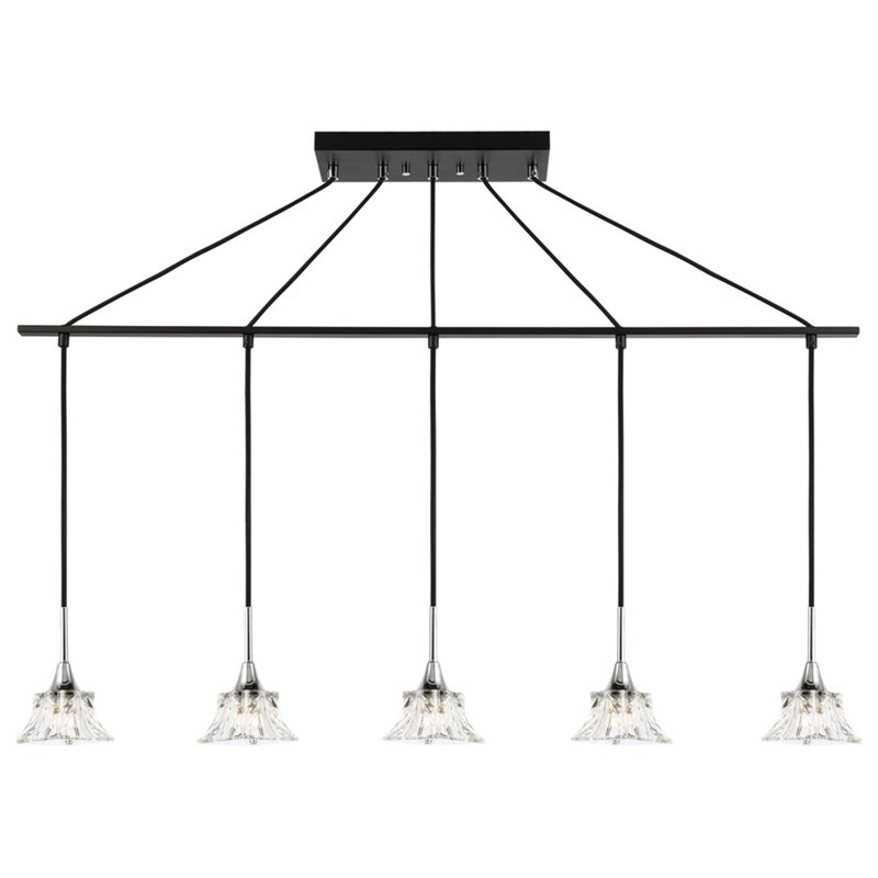 Woodbridge Lighting Christina 5-Light Metal Linear Pendant in Chrome/Bronze