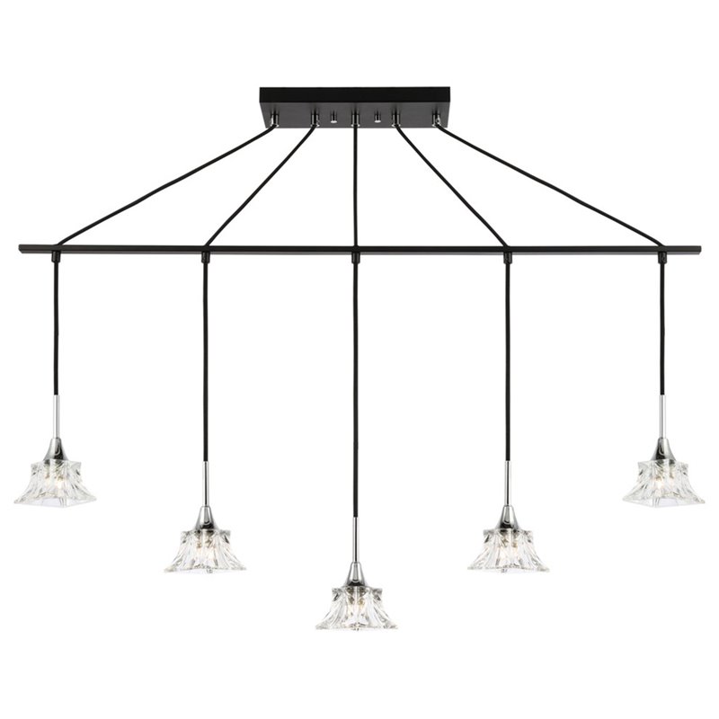 Woodbridge Lighting Christina 5-Light Metal Linear Pendant in Chrome/Bronze
