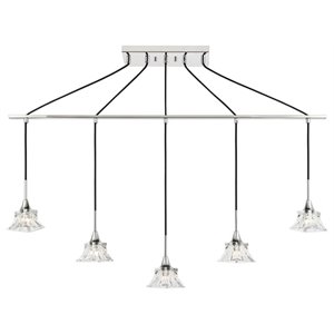 Woodbridge Lighting Christina 5-Light Metal Steel Linear Pendant in Chrome