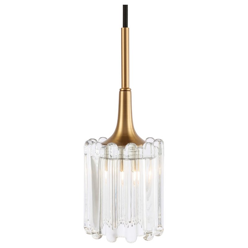 Woodbridge Lighting Regent Park 1-Light Glass & Steel Pendant in Brass