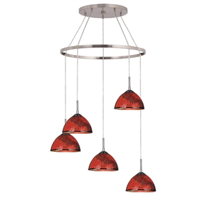 Woodbridge Lighting Alexis 5-Light Metal Steel Pendant Chandelier in Mosaic Red
