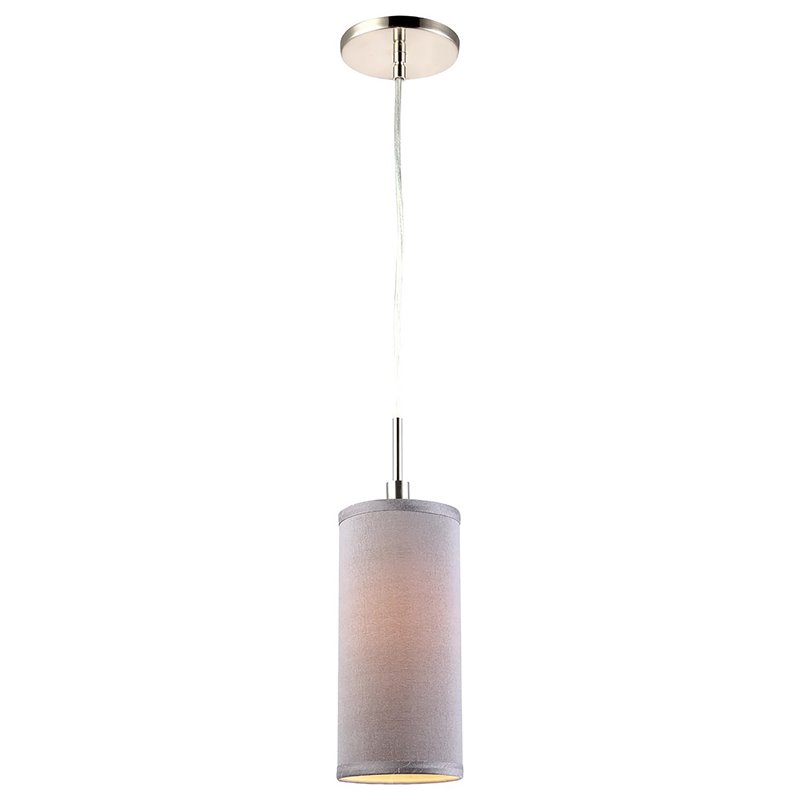Woodbridge Lighting Sypta Eclipse 1-Light Metal Mini Pendant in Nickel/Gray