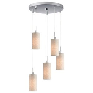 woodbridge lighting sypta stevens 5-light fabric cluster pendant in beige