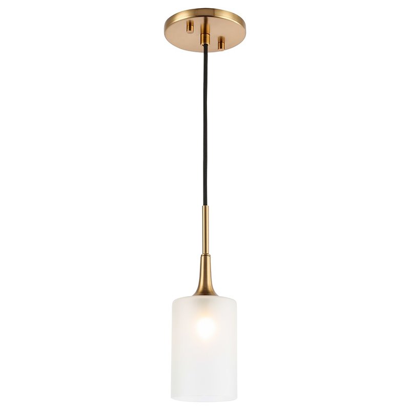Woodbridge Lighting Chelsea 1-Light Opal Glass & Steel Mini Pendant in Brass