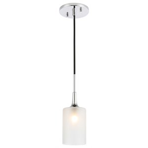 Woodbridge Lighting Chelsea 1-Light Opal Glass & Steel Mini Pendant in Chrome