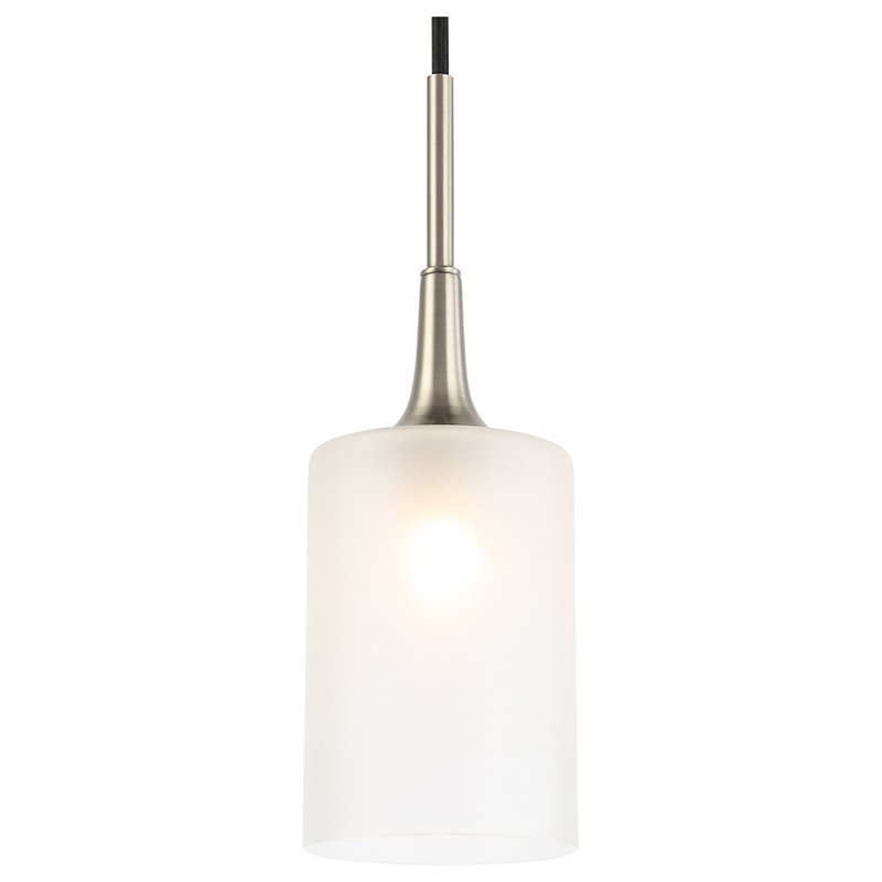Woodbridge Lighting Chelsea 1-Light Opal Glass Mini Pendant in Satin Nickel