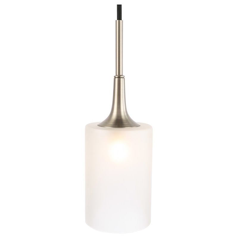 Woodbridge Lighting Chelsea 1-Light Opal Glass Mini Pendant in Satin Nickel