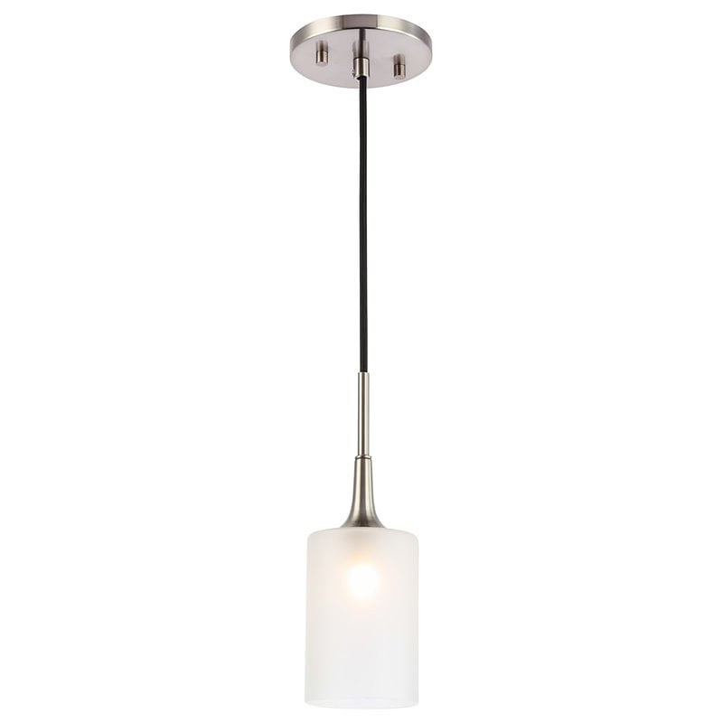 Woodbridge Lighting Chelsea 1-Light Opal Glass Mini Pendant in Satin Nickel