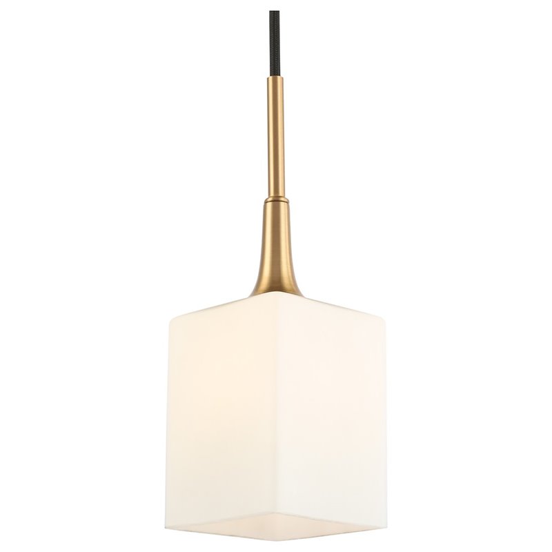 Woodbridge Lighting Chelsea 1-Light Glass & Steel Mini Pendant in Brass
