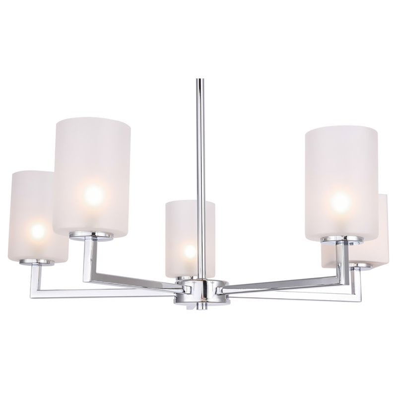 Woodbridge Lighting Elise 5-Light Opal Cylinder Glass Chandelier in Chrome