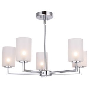 Woodbridge Lighting Elise 5-Light Opal Cylinder Glass Chandelier in Chrome