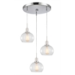 Woodbridge Lighting Austin 3-Light Metal Mini-pendant Cluster in Chrome/Clear
