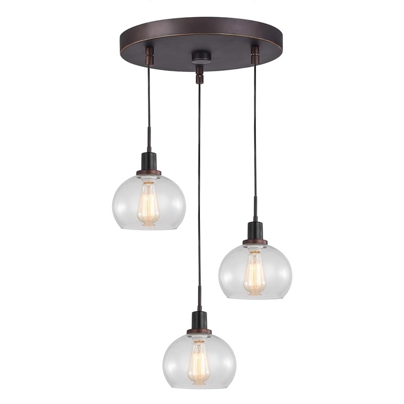 Woodbridge Lighting Austin 3-Light Metal Mini-pendant Cluster in Bronze/Clear