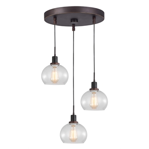 Woodbridge Lighting Austin 3-Light Metal Mini-pendant Cluster in Bronze/Clear