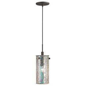 Woodbridge Lighting Tube Eclipse Metal Mini Pendant in Mosaic Iridescent/Bronze