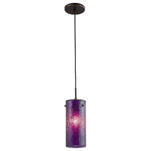 Woodbridge Lighting Tube Eclipse 1-Light Metal Mini Pendant in Mosaic Purple
