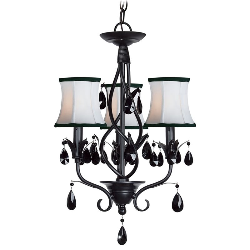Woodbridge Lighting Avigneau 3-Light Metal Steel Mini Chandelier in Black