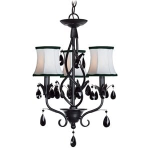 Woodbridge Lighting Avigneau 3-Light Metal Steel Mini Chandelier in Black