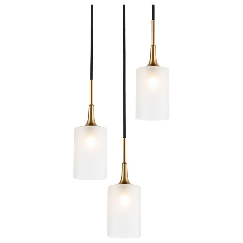 Woodbridge Lighting Chelsea 3-Light Opal Glass & Steel Cluster Pendant in Brass