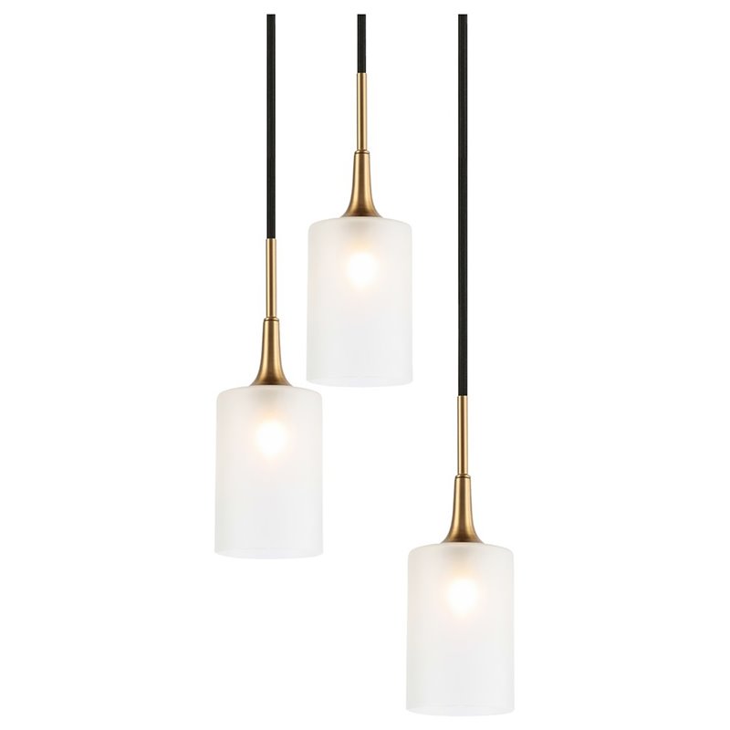 Woodbridge Lighting Chelsea 3-Light Opal Glass Cluster Pendant in Brass/Bronze