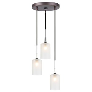 Woodbridge Lighting Chelsea 3-Light Opal Glass Cluster Pendant in Chrome/Bronze