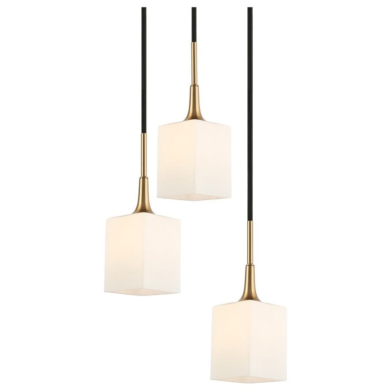 Woodbridge Lighting Chelsea 3-Light Glass Cluster Pendant in Brass/Bronze