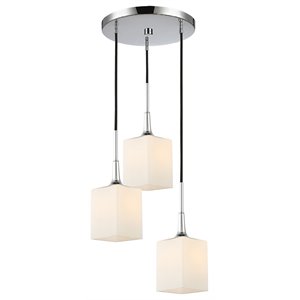 Woodbridge Lighting Chelsea 3-Light Opal Square Glass Cluster Pendant in Chrome