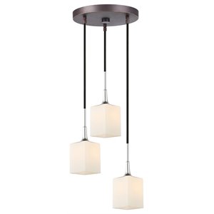 Woodbridge Lighting Chelsea 3-Light Glass Cluster Pendant in Chrome/Bronze