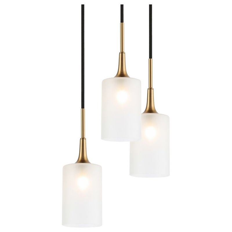 Woodbridge Lighting Chelsea 5-Light Opal Glass Cluster Pendant in Brass/Bronze