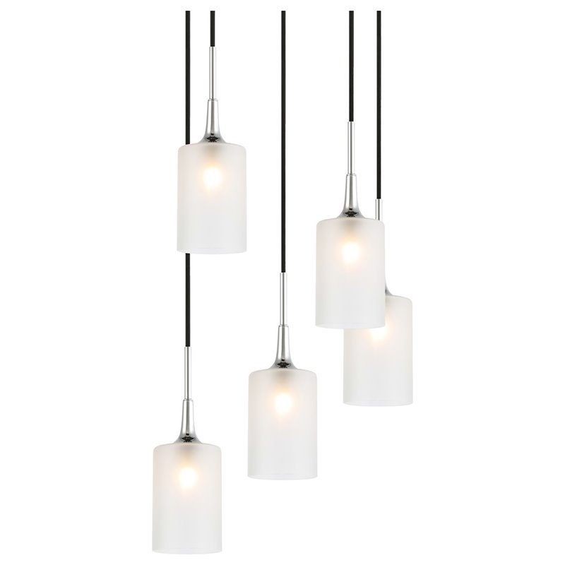 Woodbridge Lighting Chelsea 5-Light Opal Glass Cluster Pendant in Chrome