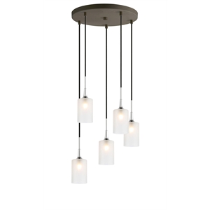 Woodbridge Lighting Chelsea 5-Light Opal Glass Cluster Pendant in Chrome/Bronze