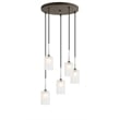 Woodbridge Lighting Chelsea 5-Light Opal Glass Cluster Pendant in Chrome/Bronze