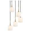 Woodbridge Lighting Chelsea 5-Light Opal Glass & Steel Cluster Pendant in Brass