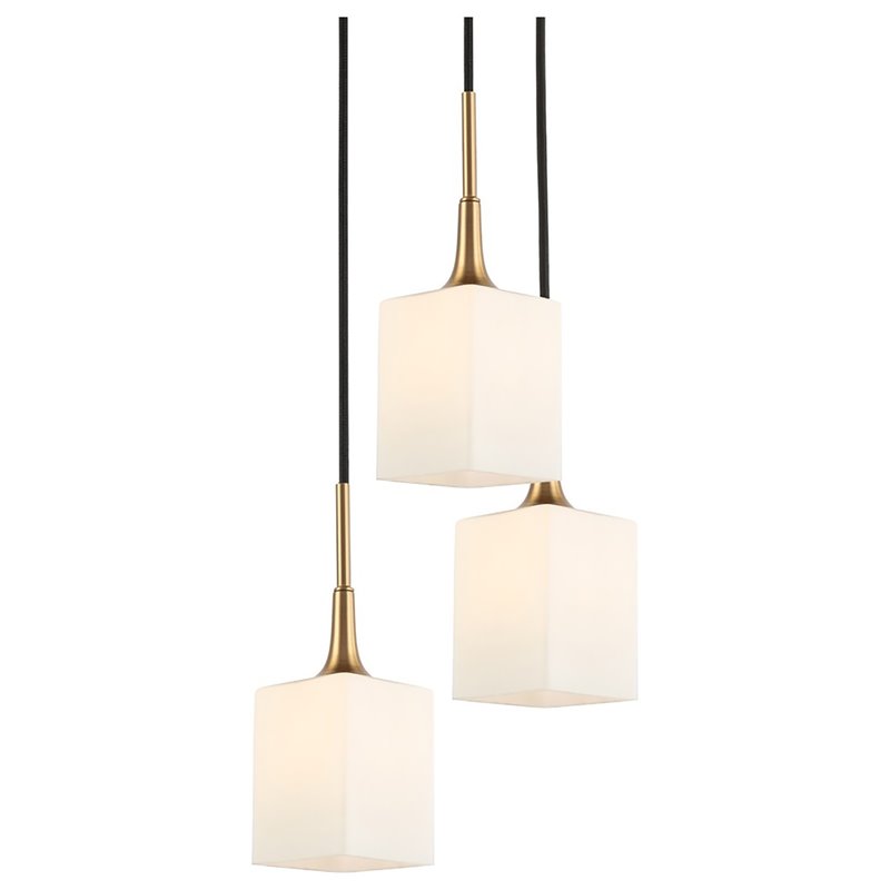 Woodbridge Lighting Chelsea 5-Light Opal Glass & Steel Cluster Pendant in Brass